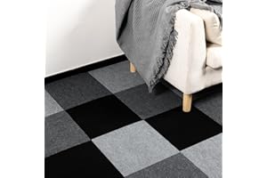 NUFLR Carpet Floor Tiles, Self Adhesive Non-Slip Interior Floor Tiles, for Home Office Living Room Bedroom Kitchen Apartment Peel and Stick Carpet Flooring Light Grey 30X30cm 20PCS(1.8m²)