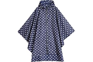 Freesmily Damen Regen Poncho stilvolle wasserdichte Regenmantel mit Kapuze Reißverschluss