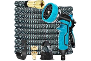 YMTEEDIO Hose Pipe, Garden Hose Leak-Proof with 8-Function Sprayer, 125FT Hose for Garden, No-Kink Flexible Water Hosepipe with Solid Brass Fittings for Watering Cleaning