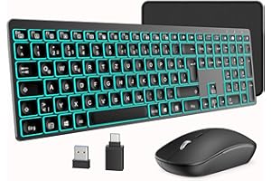 Vbrisi Kabelloses Tastatur Maus Set, Ultraslim 2.4GHz Tastatur Maus Set Kabellos, Wiederaufladbare Kabellose Tastatur und Maus mit Deutsches QWERTZ-Layout Kompatibel mit PC/Laptop/Tablet