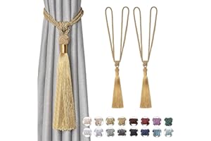 Pretty Jolly Confezione da 2 fermatende lunghi con nappa, fatti a mano, in corda intrecciata, stile europeo, decorativi, per casa e ufficio (bronzo)