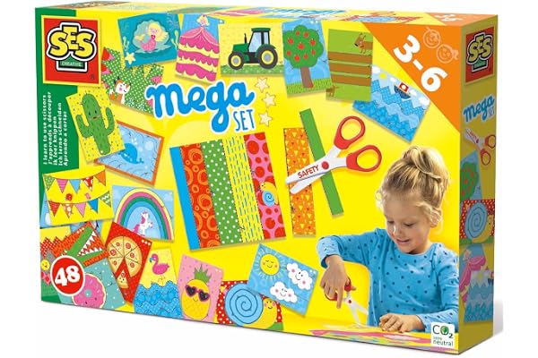 SES Creative 14617 - J'apprends à découper - Méga kit, les ciseaux de sécurité coupent seulement du papier, convient aux jeunes enfants