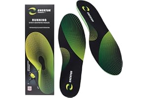 Enertor Ultimate Running Insoles with PX1 Shock-Absorbing Technology for Plantar Fasciitis, Shin Splints, Runners Knee Relief, Size 9-10