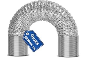 VIOKS Tuyau d'évacuation d'air flexible en aluminium 150 mm 1 m pour systèmes de conduites d'air 150erR - Tuyau universel pour sèche-linge, hotte aspirante, climatiseur