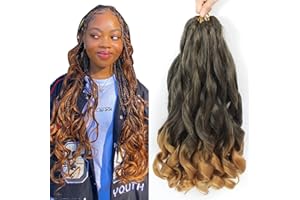 FIRSTCYH HAIR French Curl Braids 56cm Rajout Cheveux Tresses 7 Paquets Meches Boucle Pour Tresses Africaine 1B/27 Meche Cheveux Pour Tresse Bouncy Loose Wavy French Curl Braiding Hair