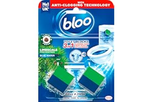 Bloo New 3in1 Toilet Blocks, Pack of 2, Toilet Limescale Remover Cistern Block, Toilet Cleaner Block with Cleaning and Foaming Action, Toilet Fresheners - Limescale Prevention