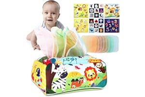 Nearasu Baby Toys 6-12 Months, Baby Tissue Box Toy Montessori Sensory, Baby Sensory Toys for Babies, Toys for 6 Months to 1 Year Old, Baby Essentials for Infants Girl Boy Gift Learning Toddlers Kids