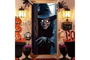SMDBZDA Halloween Türdeko Banner, 180 x 90 cm Gruselig Halloween Türbanner, Türabdeckung Hallo-ween Banner, Hallo-ween Türstoffdekor Türverkleidungen, für Hallowe-en Karneval Fasching Hexennacht Party