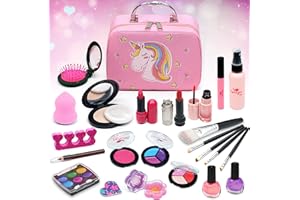 Amerrly Trucchi Bambina Set - 27 Pezzi Trucchi Bambina Anallergici Unicorni Giocattoli Bambina, Valigetta Trucchi Bambina, Giochi Bambina, Regali di Compleanno di Natale per Ragazze 4 5 6 7 8 9