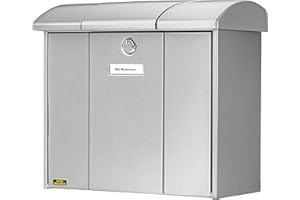 BURG-WÄCHTER, Boîte aux Lettres avec Toit de Protection Rabattable, Format de Fente : A4, Norme UE EN 13724, Acier Galvanisé, Olymp 916 Si, Argenté