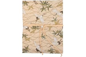DECHOUS A5 Fabric Book Cover: Crane Pattern Cloth A5 Book Protector Sleeve Cover for Hardcover Notebook Journal Diary