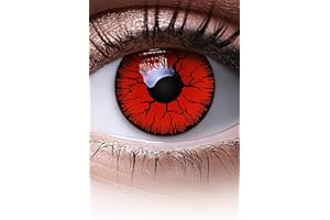 MeralenS Lentilles couleur rouge - Metatron Halloween, Shrovetide, Carnaval | 1 paire (2 pièces) | sans correction | 0,00 Dioptries