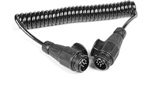 SPARKMOTO Cable de conexión extensión de Remolque 13pines a 13pines,Cable de extensión en Espiral de 13 Pines de 3.1m para Remolque,Caravana,Cumple con la Norma ISO 11446
