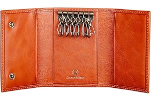 Cronus & Rhea® | Luxury Key Case Exclusive Leather (Janus) | Llavero | Cuero Real | con Elegante Caja de Regalo | Hombres - Mujeres (Coñac)