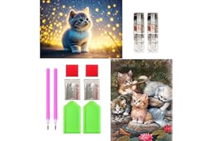 CMJBUHR 5D Diamond Painting Gattino, 2 pcs Kit per Diamond Painting Adulti, Gattino Carino 5D DIY Diamond Painting Kit Completo, Pittura Diamante Fai da Te, Decorazione per Casa e Pareti 30x40cm