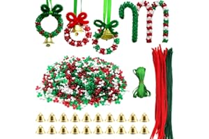 DEMOCRATIDO 1570 Stück Weihnachts Perlen Ornament Set, Weihnachts Bastelkranz Dreiförmige DIY Perlen zum Aufhängen am Weihnachtsbaum, Weihnachtsparty Dekoration