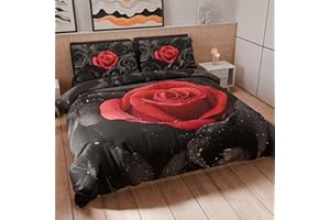 PETTI Artigiani Italiani - Set Copripiumino Matrimoniale 250x200 cm (2 Federe 50x80 cm Incluse), Parure Copripiumino Morbida Microfibra con Stampa Digitale - Made in Italy - Black Roses