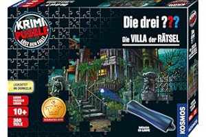 Die drei ??? - Krimi Puzzle - Die Villa der Rätsel von KOSMOS 697976, 300 Teile, Leuchtet im Dunkeln, mit UV-Lampe, Lesen, Puzzeln, Rätsel lösen, Detektiv Puzzle ab 10 Jahre