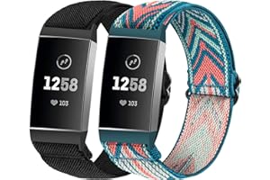 SITAFU Correa Compatible con Fitbit Charge 3/Charge 4 para Mujeres Hombres,Nylon Elástica Pulsera de Repuesto Compatibile con Fitbit Charge 3/Fitbit Charge 4