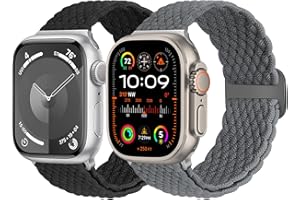 Yunshare Pleciony pasek do Apple Watch 49 mm, 45 mm, 44 mm, 42 mm, 41 mm, 40 mm, 38 mm, dla kobiet i mężczyzn, elastyczny nylonowy pasek do Apple Watch Series 9, 8, 7, 6, 5, 4, 3, SE, Ultra2, 1, 2