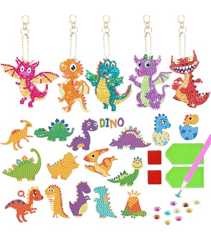 HEOUCH 39 Stück Diamond Painting Kinder Set - DIY Diamantbilder Tiere Cartoon Motive