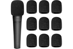 STYQUENZER 10 Pcs Microphone Cover Foam High Density Thickened Mic Covers for Microphone Windscreens Black Mic Foam Cover Disposable for Most Standard Handheld Microphone（7 * 6cm）