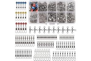 JSHANMEI Fishing Swivels Snaps Kit Edelstahl Barrel Swivel, Snap Swivels, Fishing Beads, 3 Way Swivel, Ball Bearing Swivel for Süßwater Salzwasser Fishing Accessories Tackle Box