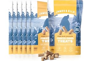 James & Ella Freeze-Dried Dog Treats (8 x 40g) ❘ Delicious Free Run Chicken Freeze-Dried Dog Treats, Packed with Protein, Essential Oils & Minerals for Happy, Healthy Dogs, Lightweight & Gluten Free