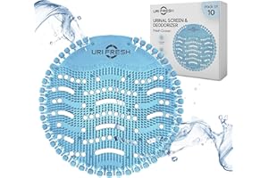 Uri-Fresh Urinal Screen & Deodorizer - Urinal Mat - Long-Lasting Fragrance for Men's Restrooms, Toilet, or Bathroom - Reduce Splash & Block Odors - Ocean Scent (10 Pack with Gloves)
