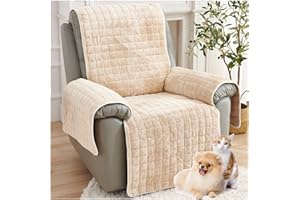 ZGDDPZA Sofa Armrest Cover, Headrest Cover for Recliner Chair Arm Cover,Winter Soft Plush Armchair Slipcover Nonslip Furniture Protector for Pets Leather Sofa Couch (Beige,1 Seat(53 * 190CM))