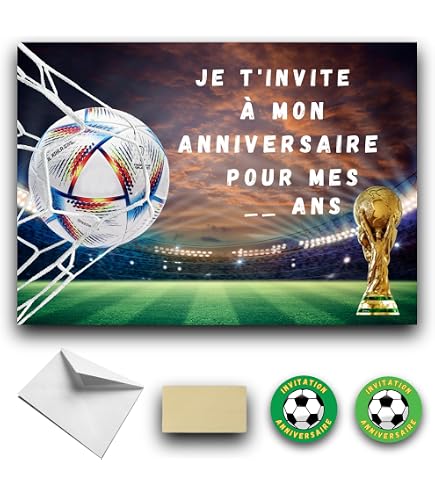 SHUBEIEUMI 12Pcs Carte Invitation Anniversaire Garcon, Anniversaire Football Garcon Carte SHUBEIEUMI 12Pcs Carte Invitation Anniversaire Garcon, Anniversaire Football Garcon Carte