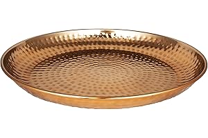 MARRAKESCH ORIENT & MEDITERRAN INTERIOR Orientalna okrągła taca misa z metalu Mia 40 cm miedź | orientalna miska dekoracyjna z wysokim brzegiem | marokańska taca okrągła | orientalna srebrna dekoracja na nakrytym stole