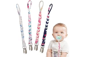 HONGXIN-SHOP Schnullerkette Baumwolle Schnullerband Baby Schnullerketten für Neugeboren Mädchen und Jungs Lätzchen Dreieckstuch Sauger Schnuller 4 Stücke #MC1