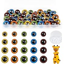 Surakey Occhi di sicurezza per animali all'uncinetto, 90 pezzi Amigurumi occhi con rondelle, occhi a bottone da cucire, in plastica per occhi delle bambole, naselli di sicurezza per bambole di peluche