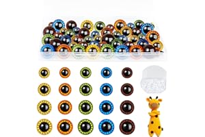 MUCUNNIA Lot de 80 yeux de sécurité colorés de 10 mm à 18 mm pour loisirs créatifs Amigurumi - Yeux de sécurité colorés pour crochet avec rondelles - Yeux au crochet pour animaux en peluche, jouets en