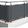 Balkon Sichtschutz 70x350 Cm - UV-Schutz Bespannung Mit Ösen In Hellgrau