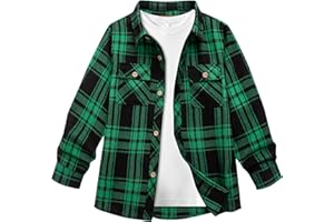JACKETOWN Chemise à Manches Longues pour Enfant Garçon Chemise à Carreaux Boutonnée Haut Décontracté en Coton Chemise Haute pour Enfant avec Poche Poitrine
