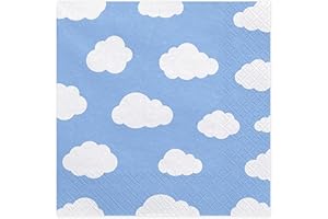 PartyDeco Serwetki Samolocik Błękitna z Nadrukiem Samolotów- Serwetki Dekoracyjne na Urodziny Chrzest Roczek- Dekoracja Stołu Podkładka na Stół Chusteczki z Nadrukiem Naczynia Jednorazowe