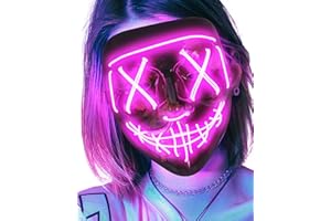 AnanBros Máscara de Halloween con luz LED que brilla en la oscuridad, 3 modos de iluminación para juegos de disfraces, cosplay y fiestas