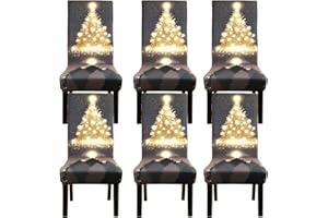 Fuloon 4 6 Piezas Fundas Sillas de Navidad,Fundas para Sillas de Comedor Navideñas Decoración Navideña, Fundas Sillas Comedor Desmontables Lavables para Banquete Hogares Fiesta Décor