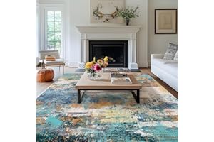 MAST DOO Tappeto per soggiorno, lavabile, moderno a pelo corto, grande, astratto, lavabile, antiscivolo, per sala da pranzo, ufficio, arredamento, colorato, dimensioni 160 x 230 cm