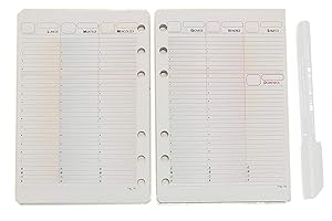 TIPOME Ricambio/Ricarica per agenda organizer "formato A6 Personal" con 6 Anelli 11x16cm (Agenda senza date)