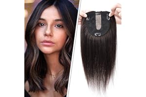 Silk-co Toupet Capelli Donna Veri #2 Marrone Scuro Remy Human Hair Topper 10 * 12cm Extension Capelli Umani Clip 35cm-45g