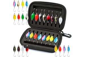 RODISHOMM 16-teiliges Forellen-Spoon-Set, Kunstköder Spinner und Blinker, 2,5g/3,5g/5g, Angelzubehör mit Aufbewahrungsbox für Hecht, Zander, Barsch und Forelle