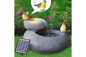 AMUR Fontana solare da giardino, fontana decorativa a energia solare, a cascata, da giardino, per terrazza, balcone, con pompe, con batteria agli ioni di litio