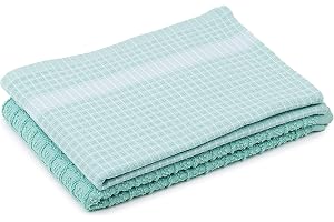 Amago - Jacquard Kökshanddukar 100 % Bomull (2 St), 50 x 70 cm - Turkos