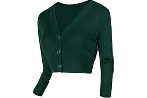 Urban GoCo Donna Bolero Lavorato a Maglia a Bottoni Coprispalle Cardigan con Manica 3/4 Scollo a V