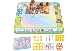 Damcyer Tapis Dessin Enfant, 80 x 100 cm Tapis de Dessin, Tapis de Griffonnage Réutilisable,Pour les Tout Petits, les Garçons, les Filles… Aqua Magic Doodle Mat Jouet éducatif Cadeau,Éducation-A
