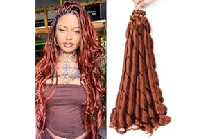 CAZSYSDD French Curly Braiding Hair for Box Braids 22 inch Loose Wave Braiding Hair Pre Stretched Bouncy Braiding Hair Crochet Spiral Curl Hair Extensions dla kobiet (350 #, 22 cale (opakowanie 6))