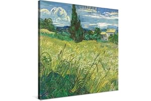 PICANOVA – Vincent Van Gogh Green Field 80x80cm – Quadro Su Tela – Stampa Incorniciata Con Spessore Di 2cm Altre Dimensioni Disponibili Decorazione Moderna